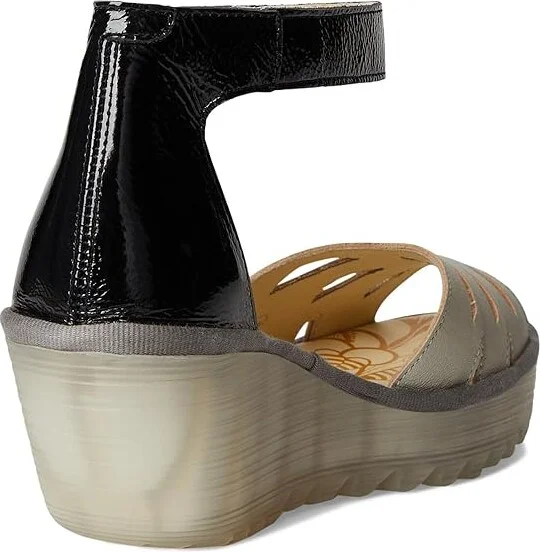 FLY LONDON YELU454FLY Women's Sandals Silver/Black : EU 40 (US Women's 9-9.5) M, Leather/Rubber - Image 4