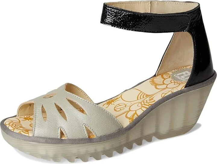 FLY LONDON YELU454FLY Women's Sandals Silver/Black : EU 40 (US Women's 9-9.5) M, Leather/Rubber - Image 5