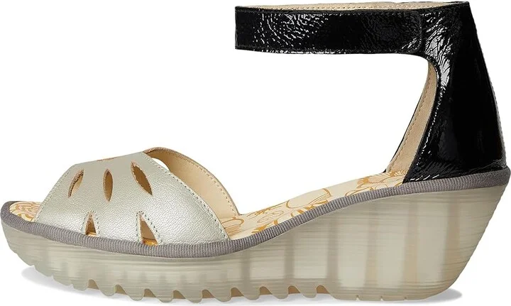 FLY LONDON YELU454FLY Women's Sandals Silver/Black : EU 40 (US Women's 9-9.5) M, Leather/Rubber - Image 6