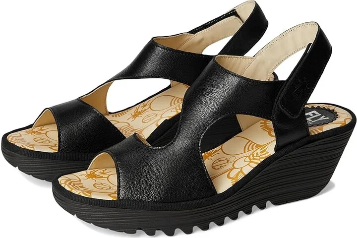 FLY LONDON YOXA576FLY Women's Sandals Black : EU 36 (US Women's 5.5-6) M, Leather
