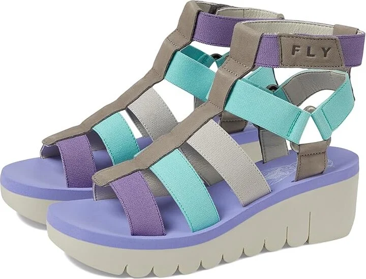 FLY LONDON YUFI032FLY Women's Shoes Grey/Multi Cupido/Elastic : EU 39 (US Women's 8-8.5) M, Leather/Textile