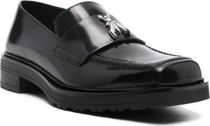 Fly-plaque leather loafers - Image 2