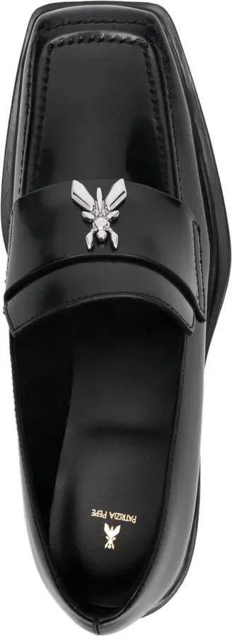 Fly-plaque leather loafers - Image 4