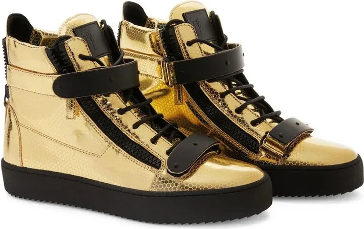 Foiled-Finish High Top Sneakers - Image 2
