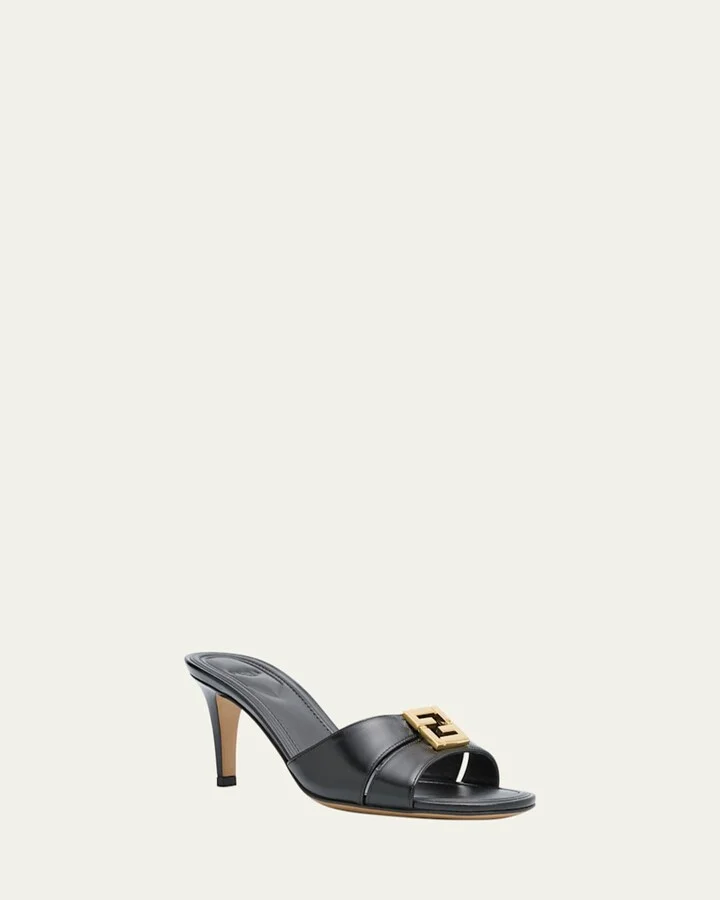 Fold Leather Kitten-Heel Sandals - Image 3