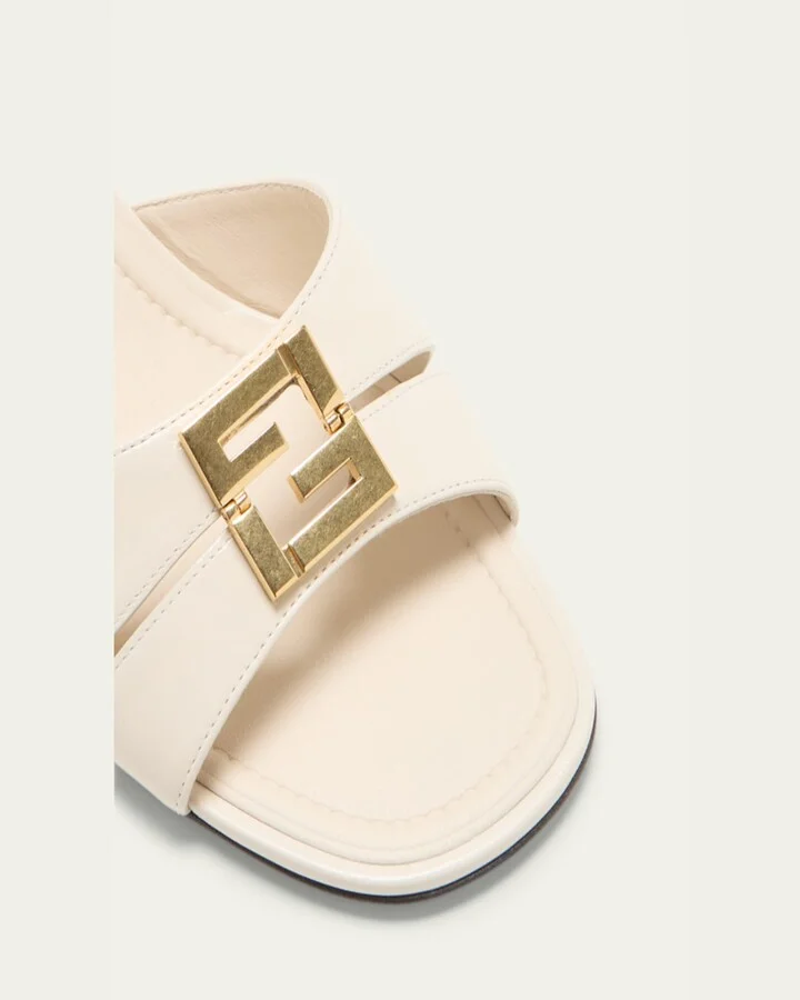 Fold Leather Kitten-Heel Sandals - Image 7