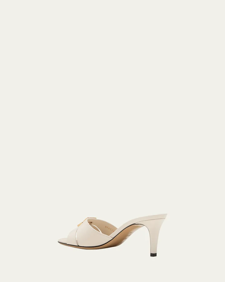 Fold Leather Kitten-Heel Sandals - Image 9
