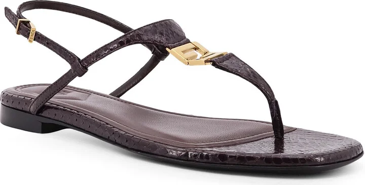 Fold Leather Sandals With Reptile Effect - Image 2