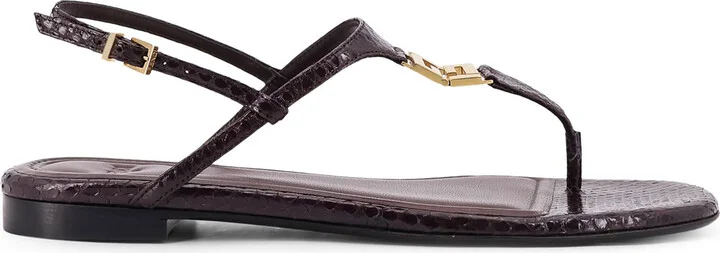 Fold Leather Sandals With Reptile Effect