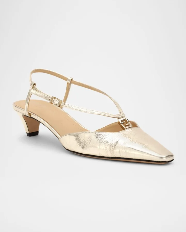 Fold Metallic 4G Ankle-Strap Pumps - Image 2