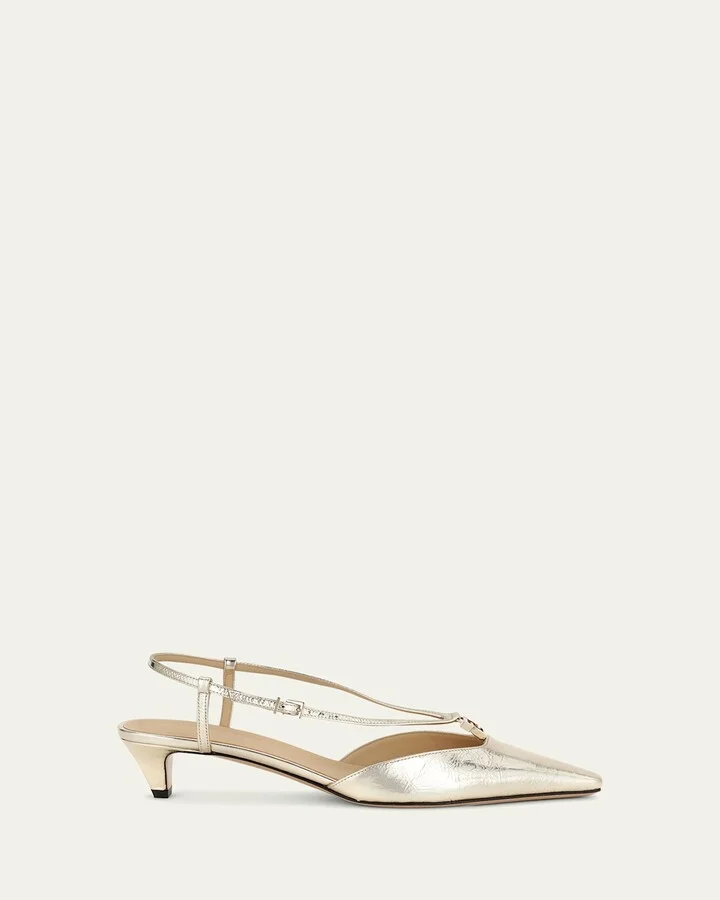Fold Metallic 4G Ankle-Strap Pumps