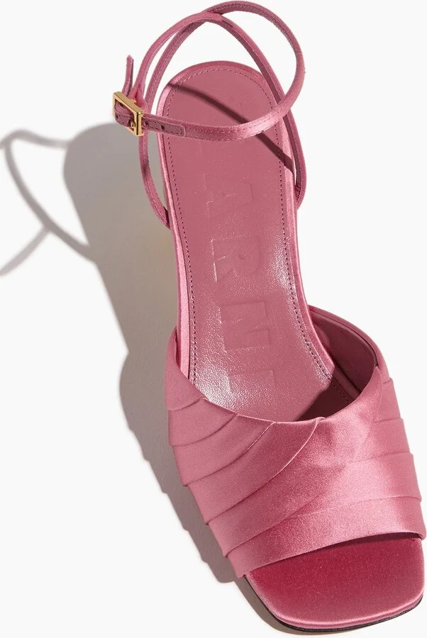 Folded Satin Sandal in Pink - Image 4