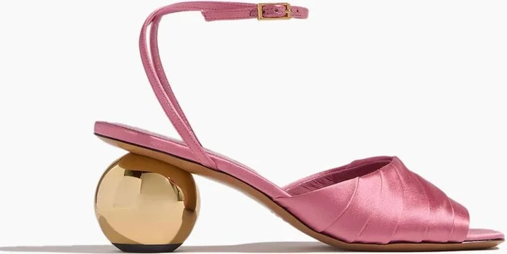 Folded Satin Sandal in Pink