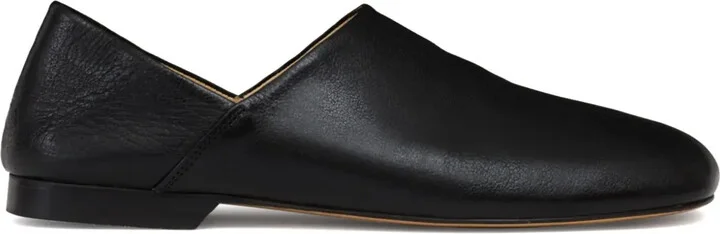 Folding-Heel Leather Slippers