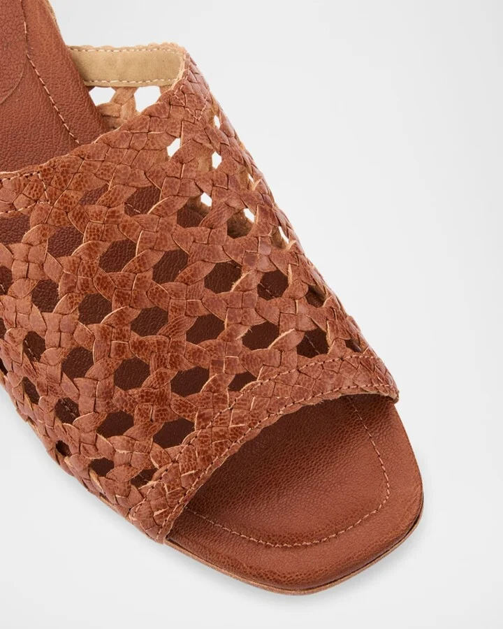 Folie Woven Leather Slide Sandals - Image 2
