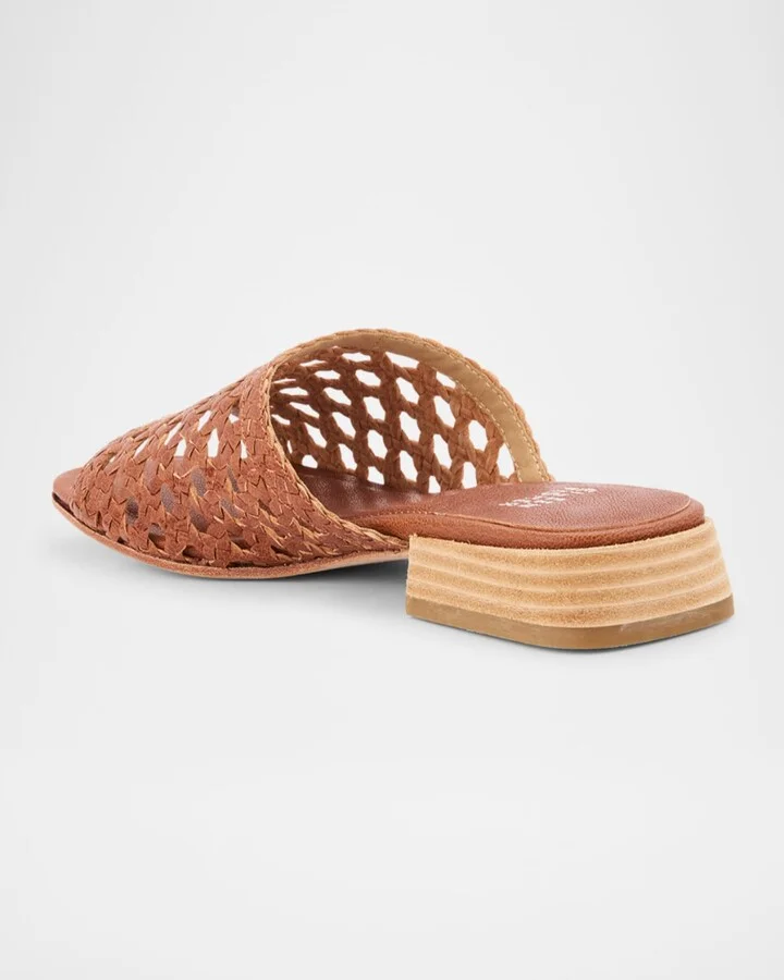 Folie Woven Leather Slide Sandals - Image 3