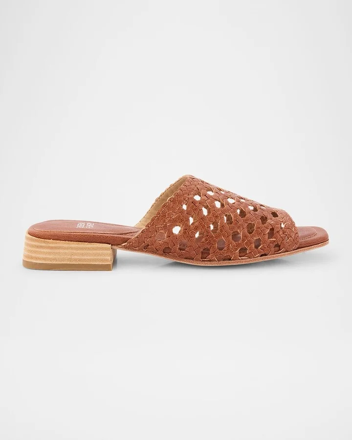 Folie Woven Leather Slide Sandals