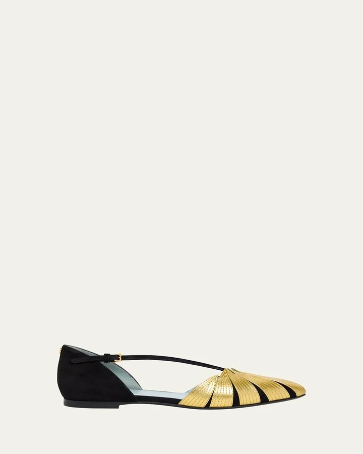 Foliefoliage Bicolor Leather Ballerina Flats