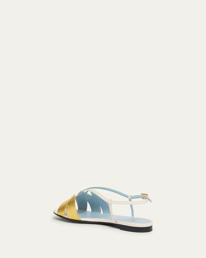 Foliefoliage Bicolor Leather Slingback Sandals - Image 2