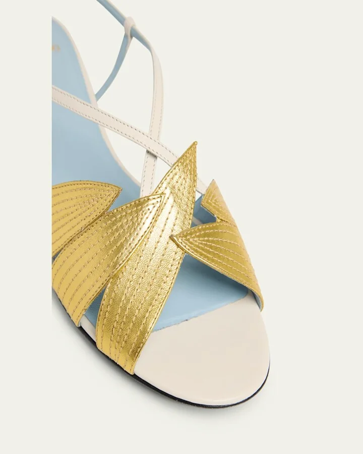 Foliefoliage Bicolor Leather Slingback Sandals - Image 3
