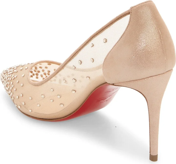 Follies Crystal Embellished Mesh Pointed Toe Pump - Image 2