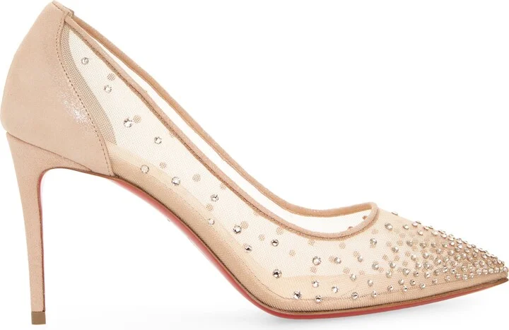 Follies Crystal Embellished Mesh Pointed Toe Pump - Image 3