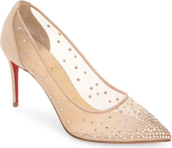 Follies Crystal Embellished Mesh Pointed Toe Pump