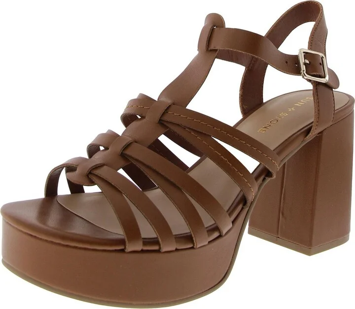 Fondaa Womens Faux Leather Caged Slingback Sandals