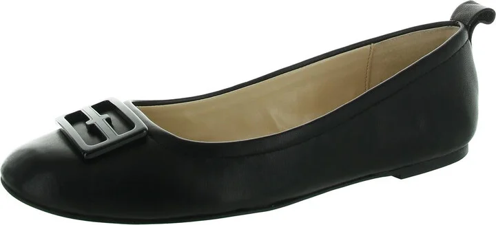 Fontana Womens Buckle Leather Ballet Flats