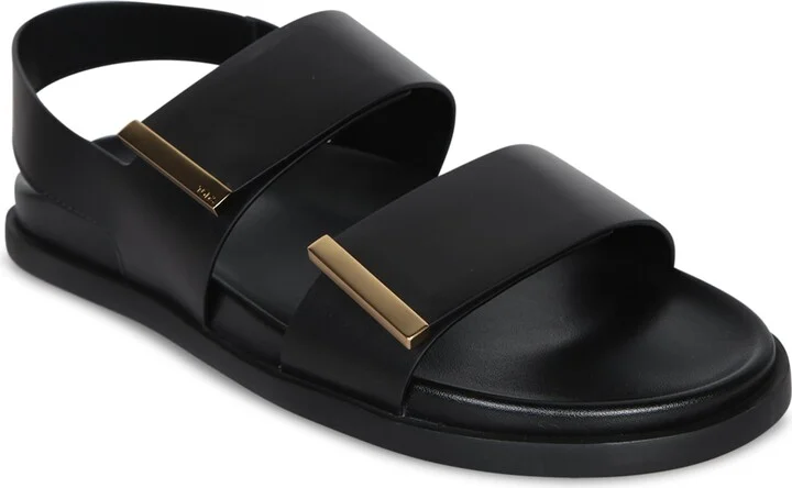 Footbed Black Strap Sandals - Image 2