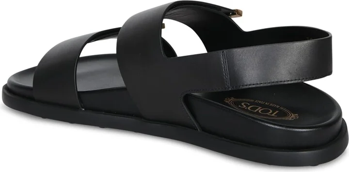 Footbed Black Strap Sandals - Image 3