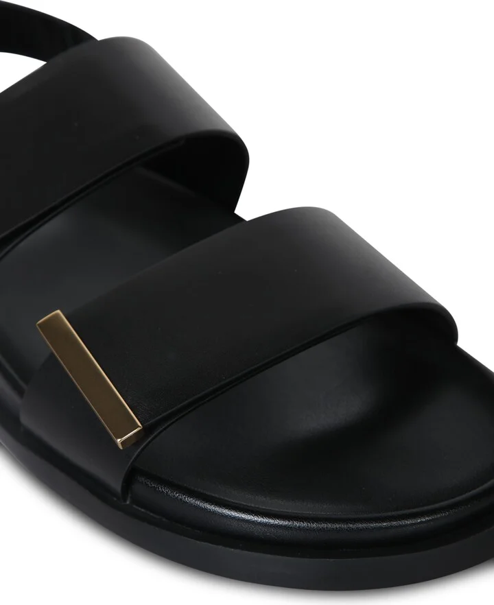 Footbed Black Strap Sandals - Image 4