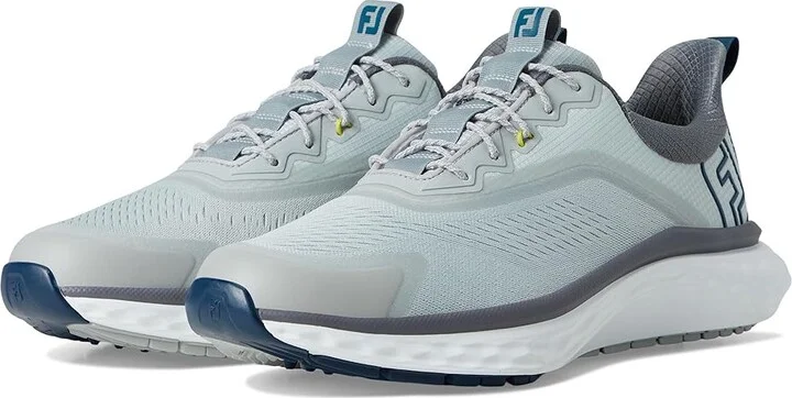 FootJoy FJ Quantum Golf Shoes Men's Golf Shoes Grey/White/Bliue : 9.5 D - Medium, Rubber/Synthetic