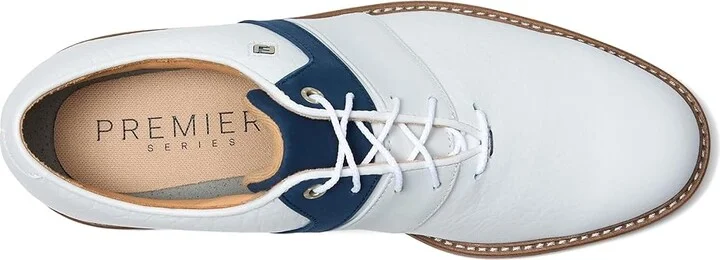 FootJoy Premiere Series Bison Golf Shoes Men's Golf Shoes White/Navy/White : 8 D - Medium, Leather - Image 2