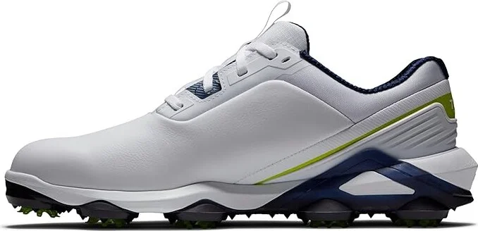 FootJoy Tour Alpha Golf Shoes Men's Shoes White/Navy/Lime : 7.5 M, Leather - Image 3