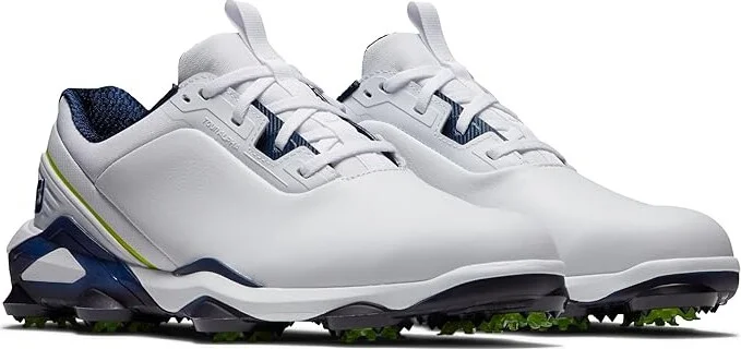 FootJoy Tour Alpha Golf Shoes Men's Shoes White/Navy/Lime : 7.5 M, Leather