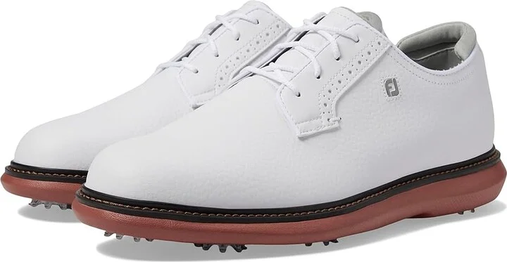 FootJoy Traditions Blucher Golf Shoes Men's Shoes White/Brick : 7 M, Leather
