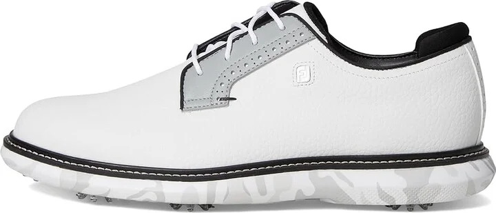 FootJoy Traditions Blucher Golf Shoes Men's Shoes White/Grey Camo : 10 W, Leather - Image 6