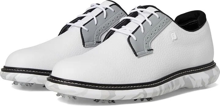 FootJoy Traditions Blucher Golf Shoes Men's Shoes White/Grey Camo : 10 W, Leather