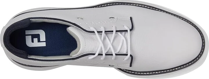FootJoy Traditions Blucher Golf Shoes Men's Shoes White/White/Navy : 7 M, Leather - Image 2