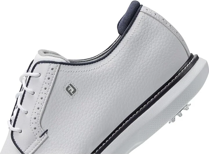 FootJoy Traditions Blucher Golf Shoes Men's Shoes White/White/Navy : 7 M, Leather - Image 4