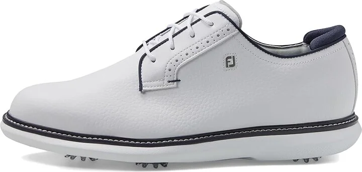 FootJoy Traditions Blucher Golf Shoes Men's Shoes White/White/Navy : 7 M, Leather - Image 5