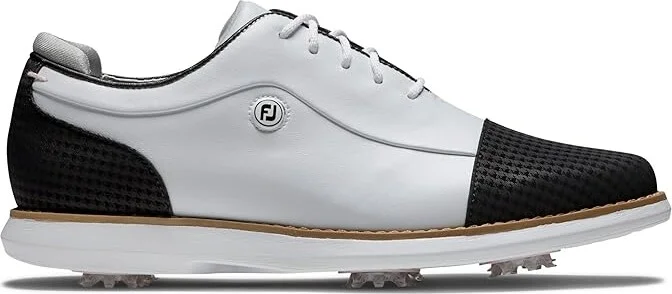 FootJoy Traditions Cap Toe Golf Shoes- Previous Season Women's Shoes Black/White : 5 M, Synthetic - Image 5
