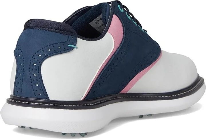FootJoy Traditions Golf Shoes- Previous Season Men's Shoes White/Blue/Pink : 11.5 W, Leather - Image 4