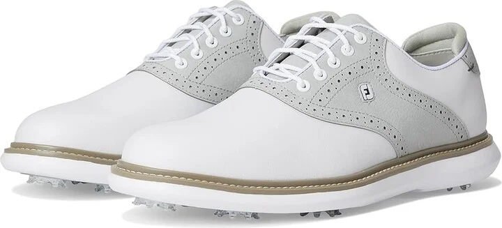 FootJoy Traditions Golf Shoes- Previous Season Men's Shoes White/Grey/White : 7.5 M, Leather