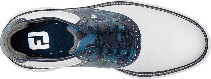 FootJoy Traditions Golf Shoes- Previous Season Men's Shoes White/Navy Camo : 9.5 M, Leather - Image 2