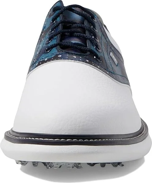 FootJoy Traditions Golf Shoes- Previous Season Men's Shoes White/Navy Camo : 9.5 M, Leather - Image 3