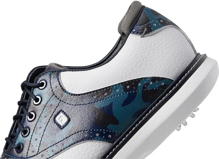 FootJoy Traditions Golf Shoes- Previous Season Men's Shoes White/Navy Camo : 9.5 M, Leather - Image 4