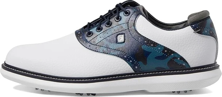 FootJoy Traditions Golf Shoes- Previous Season Men's Shoes White/Navy Camo : 9.5 M, Leather - Image 6