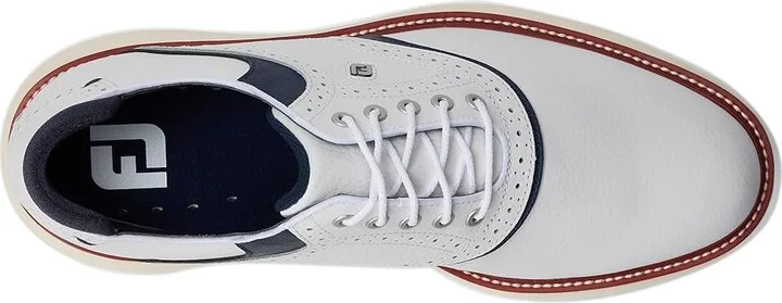 FootJoy Traditions Golf Shoes- Previous Season Men's Shoes White/Navy/Red : 10 W, Leather - Image 2